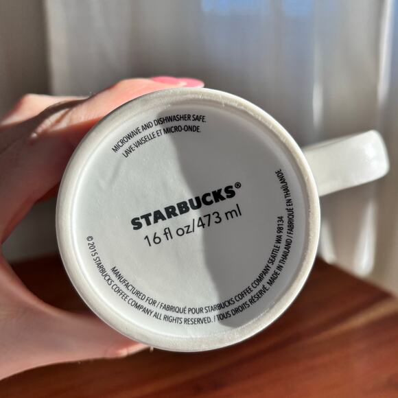 2015 Starbucks XOXO Tall Mug Hugs & Kisses Green Dot Ceramic Coffee Cup 16 oz - Picture 2 of 9